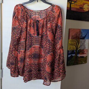Miss Me Solar Flare Geometric Abstract Flowy Blouse Size Large
